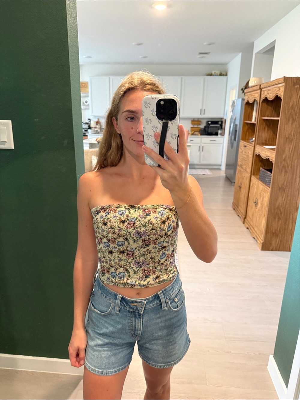 mahina Yellow Floral Strapless Bustier Camisole